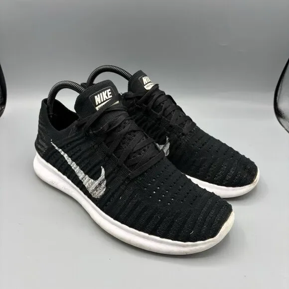 Nike Free Shoes RN Flyknit 831069-001 Men's Black White Running Size 8.5 - Picture 2 of 7